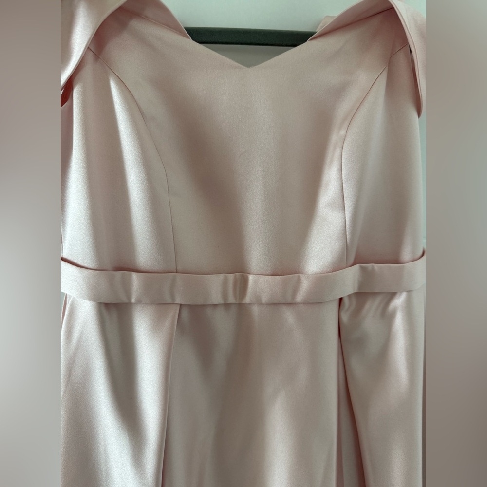 Satin Formal off the shoulder dress for girls, Light Pink Color - Picture 3 of 8